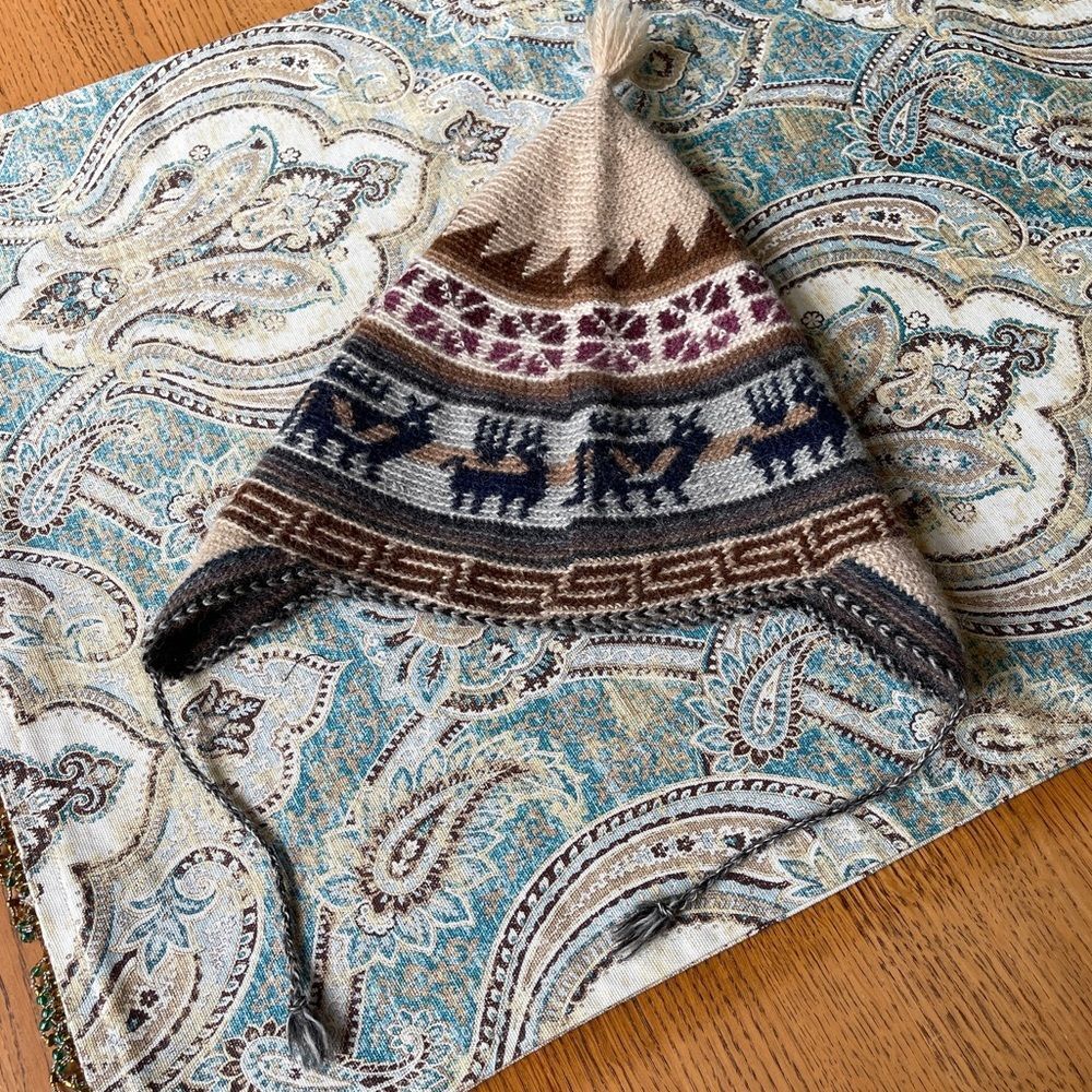 Peruvian Alpaca Chullo Hat NEW knit beanie